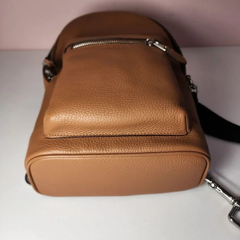 NWT COACH 2540 West Pack Sling Bag Backpack Refined Pebble Leather Light Saddle